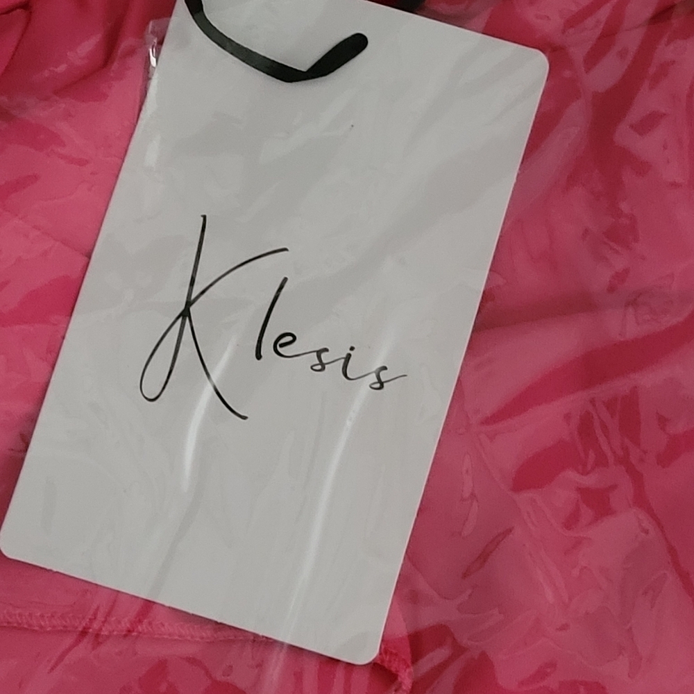 Klesis Pink Tiered Ruffle Mini Dress Sleeveless Layered Frills Size S M L New - Picture 6 of 7